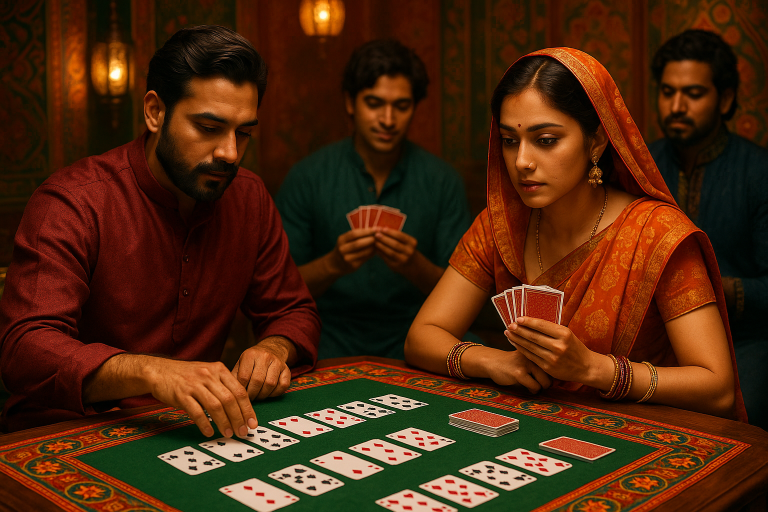 Andar Bahar card game with players betting on Andar and Bahar sides